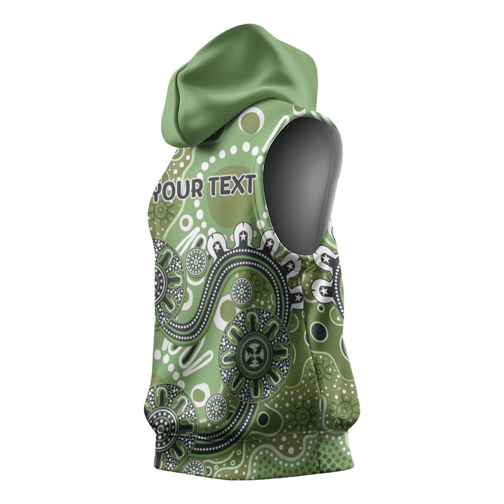 Personalised NAIDOC Week 50 Years Deadly Always Sleeveless Hoodie Green Aboriginal Artwork Dot Painting