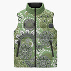 Personalised NAIDOC Week 50 Years Deadly Always Sleeveless Puffer Jacket Green Aboriginal Artwork Dot Painting