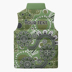 Personalised NAIDOC Week 50 Years Deadly Always Sleeveless Puffer Jacket Green Aboriginal Artwork Dot Painting