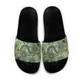 Personalised NAIDOC Week 50 Years Deadly Always Slide Sandals Green Aboriginal Artwork Dot Painting