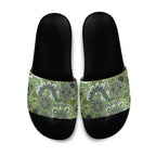 Personalised NAIDOC Week 50 Years Deadly Always Slide Sandals Green Aboriginal Artwork Dot Painting