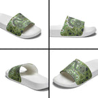 Personalised NAIDOC Week 50 Years Deadly Always Slide Sandals Green Aboriginal Artwork Dot Painting