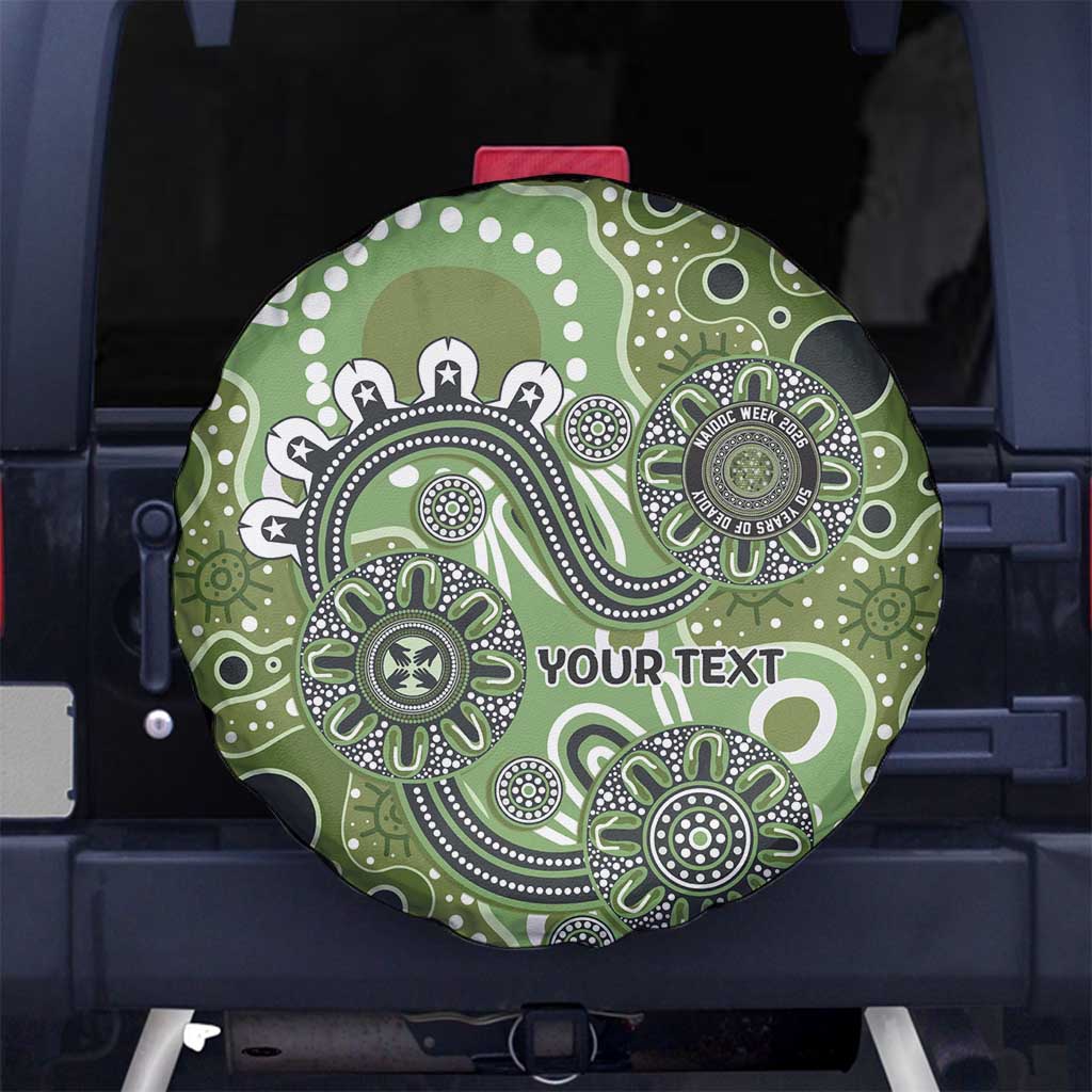 Personalised NAIDOC Week 50 Years Deadly Always Spare Tire Cover Green Aboriginal Artwork Dot Painting