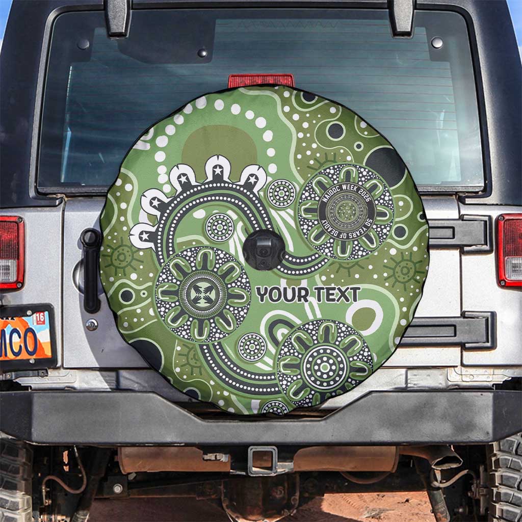 Personalised NAIDOC Week 50 Years Deadly Always Spare Tire Cover Green Aboriginal Artwork Dot Painting
