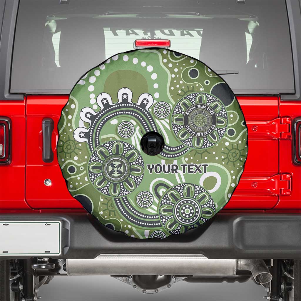 Personalised NAIDOC Week 50 Years Deadly Always Spare Tire Cover Green Aboriginal Artwork Dot Painting