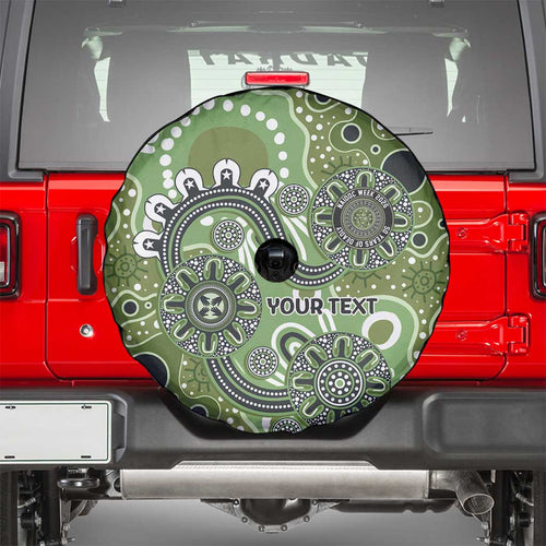 Personalised NAIDOC Week 50 Years Deadly Always Spare Tire Cover Green Aboriginal Artwork Dot Painting