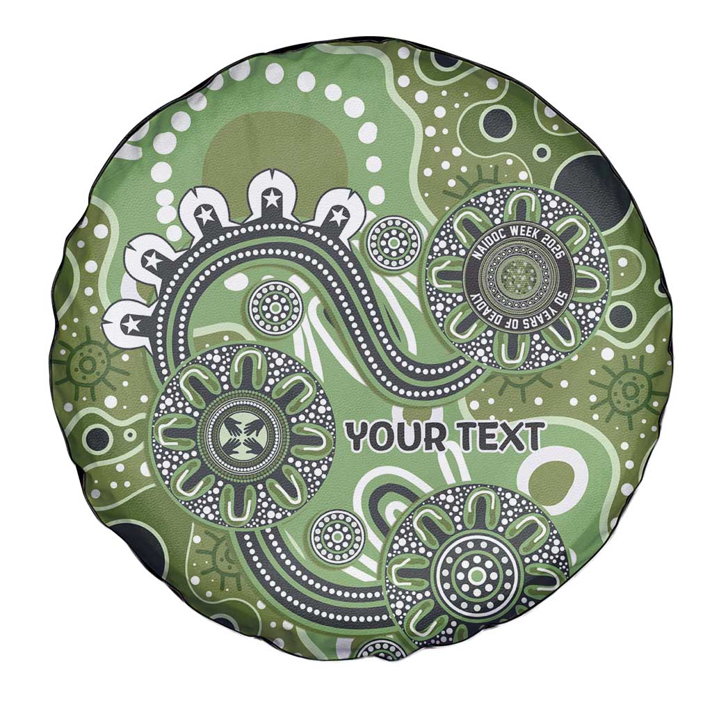 Personalised NAIDOC Week 50 Years Deadly Always Spare Tire Cover Green Aboriginal Artwork Dot Painting