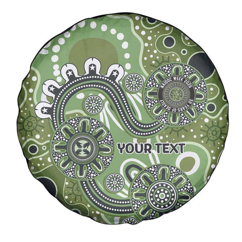 Personalised NAIDOC Week 50 Years Deadly Always Spare Tire Cover Green Aboriginal Artwork Dot Painting