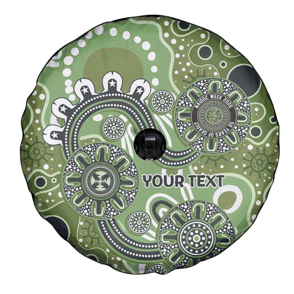 Personalised NAIDOC Week 50 Years Deadly Always Spare Tire Cover Green Aboriginal Artwork Dot Painting