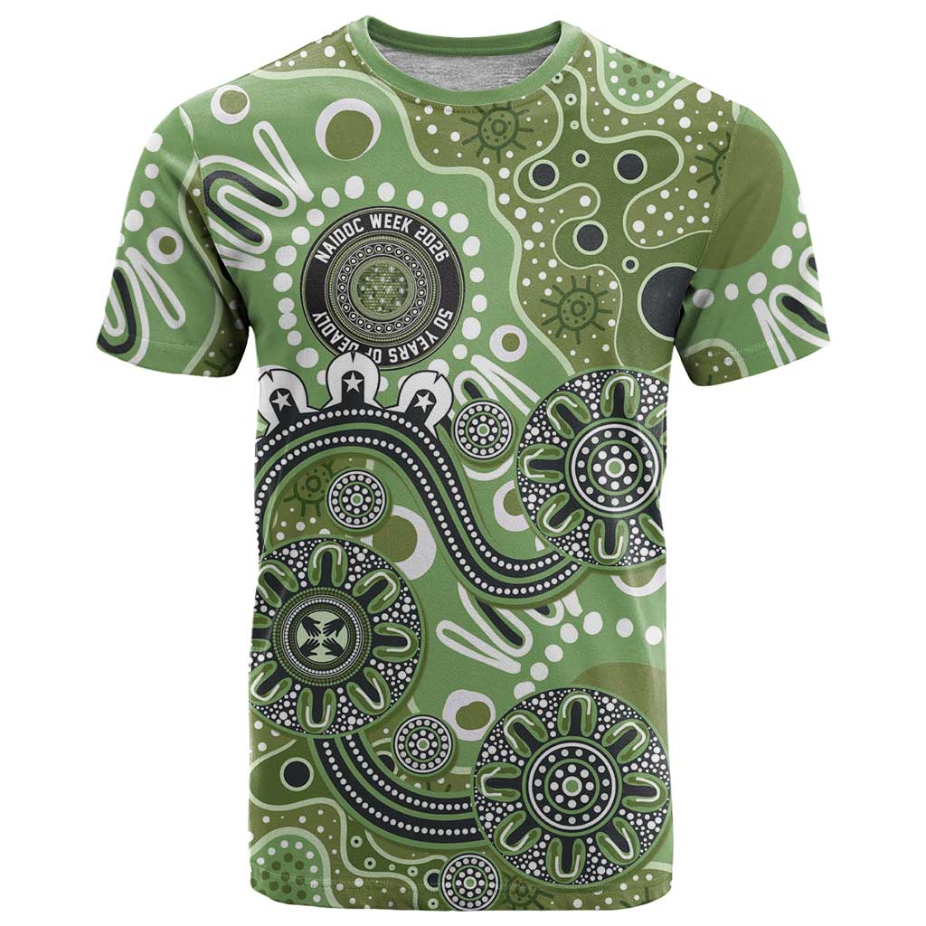 Personalised NAIDOC Week 50 Years Deadly Always T Shirt Green Aboriginal Artwork Dot Painting