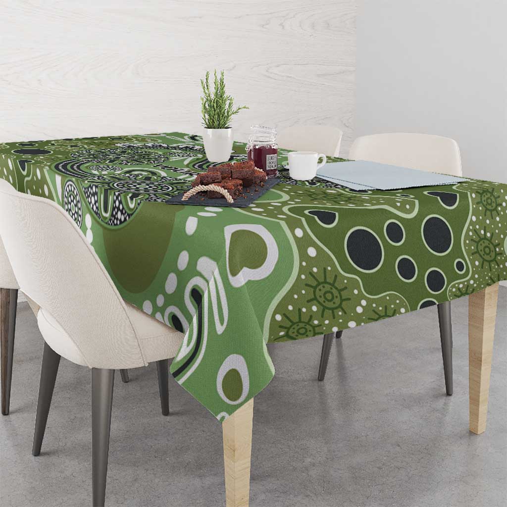 Personalised NAIDOC Week 50 Years Deadly Always Tablecloth Green Aboriginal Artwork Dot Painting