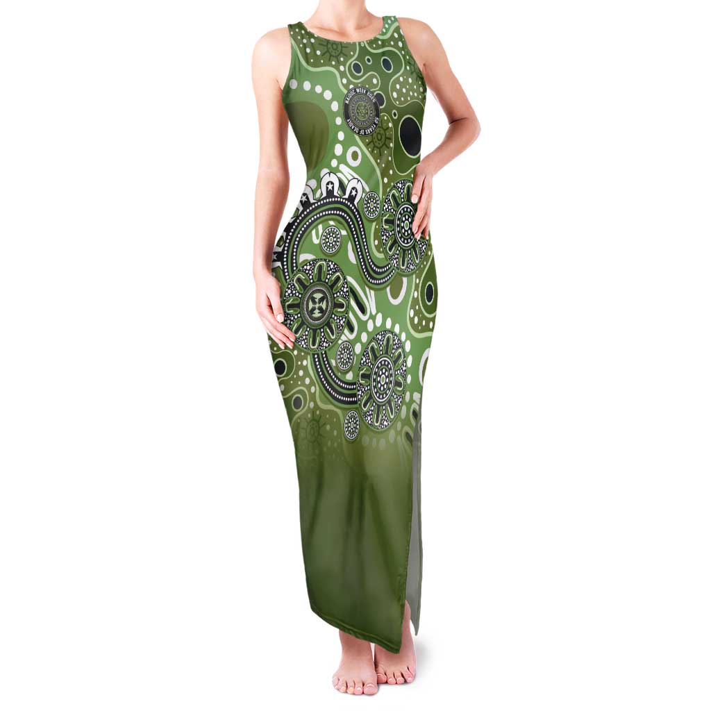 Personalised NAIDOC Week 50 Years Deadly Always Tank Maxi Dress Green Aboriginal Artwork Dot Painting