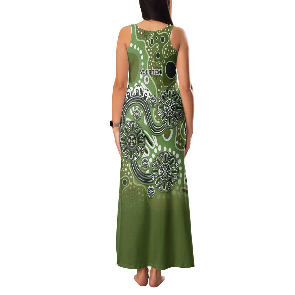 Personalised NAIDOC Week 50 Years Deadly Always Tank Maxi Dress Green Aboriginal Artwork Dot Painting