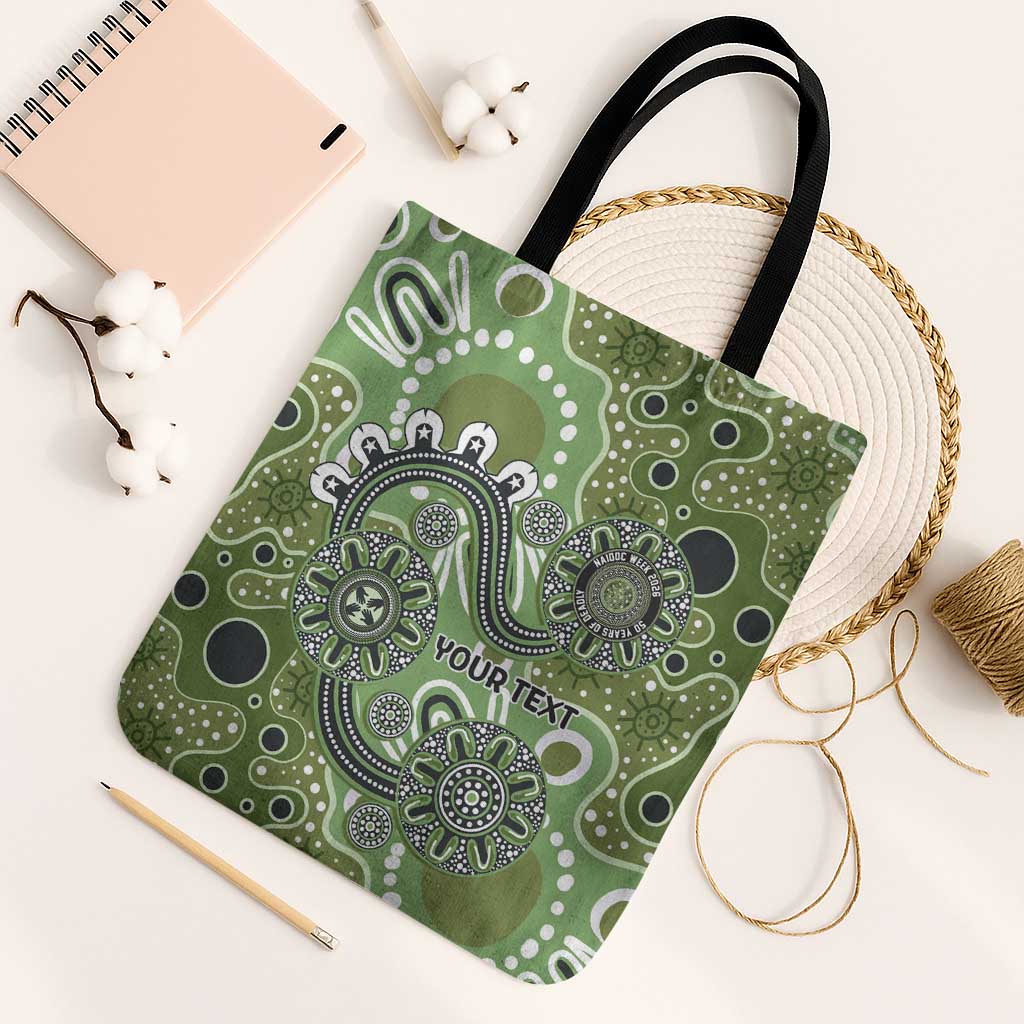Personalised NAIDOC Week 50 Years Deadly Always Tote Bag Green Aboriginal Artwork Dot Painting