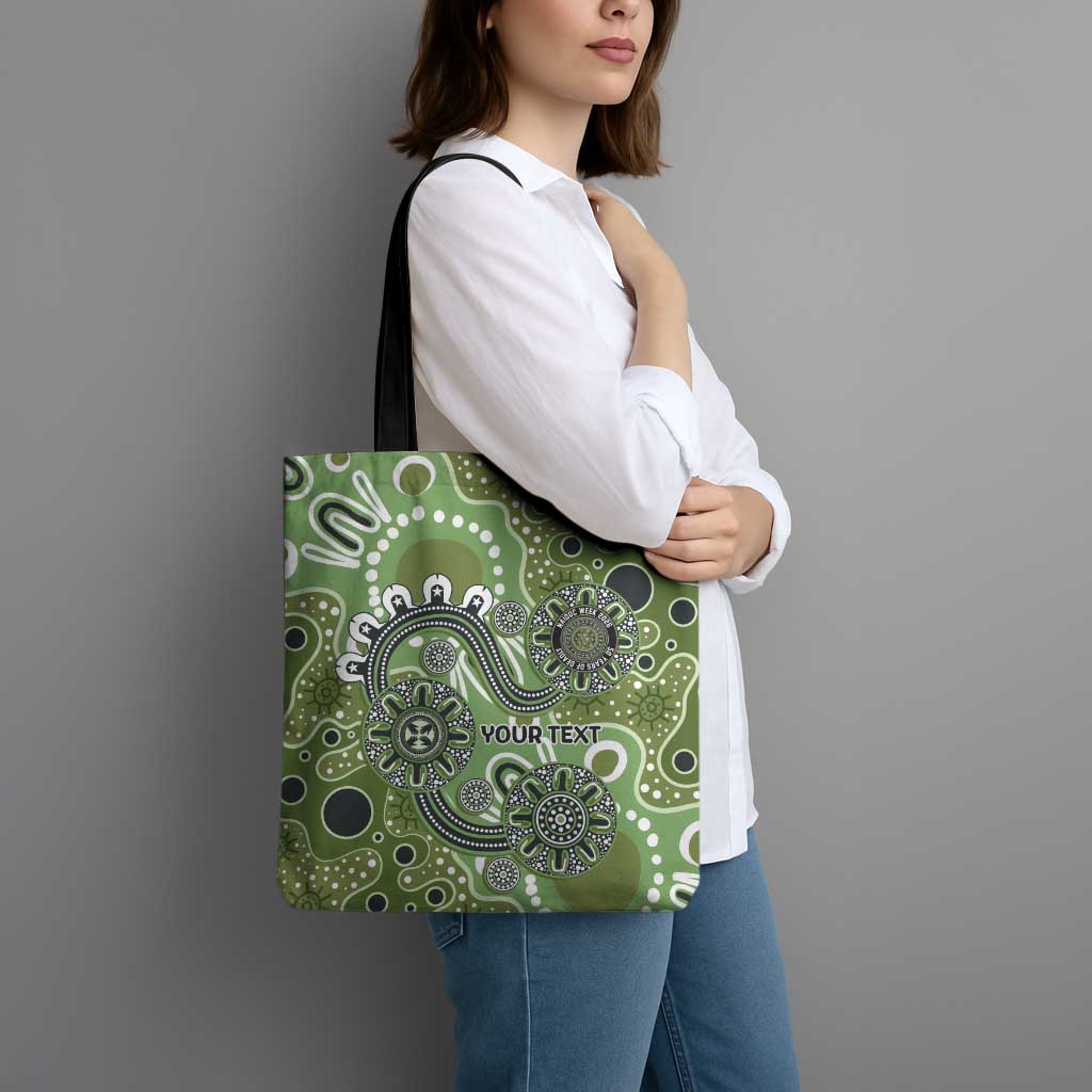 Personalised NAIDOC Week 50 Years Deadly Always Tote Bag Green Aboriginal Artwork Dot Painting
