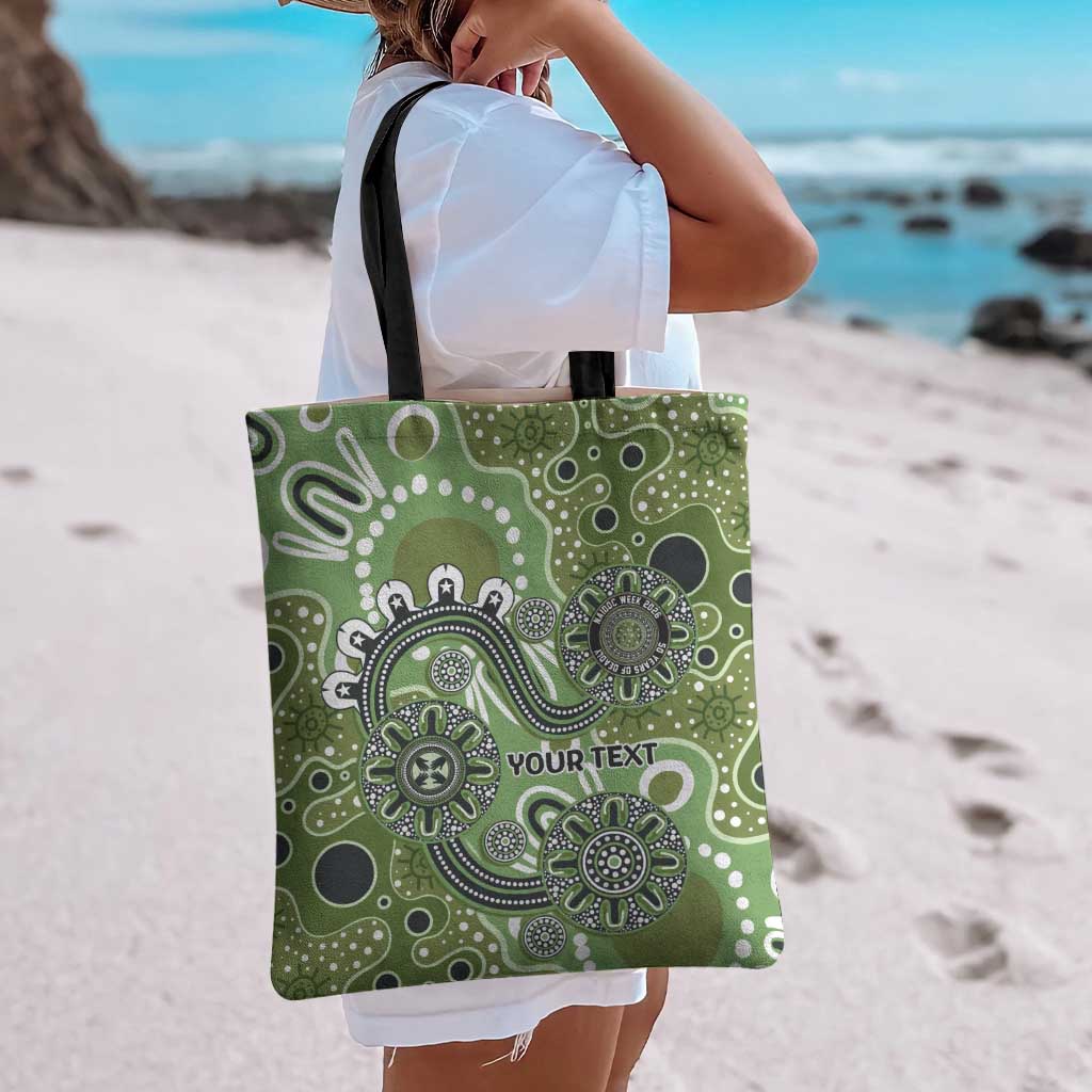 Personalised NAIDOC Week 50 Years Deadly Always Tote Bag Green Aboriginal Artwork Dot Painting