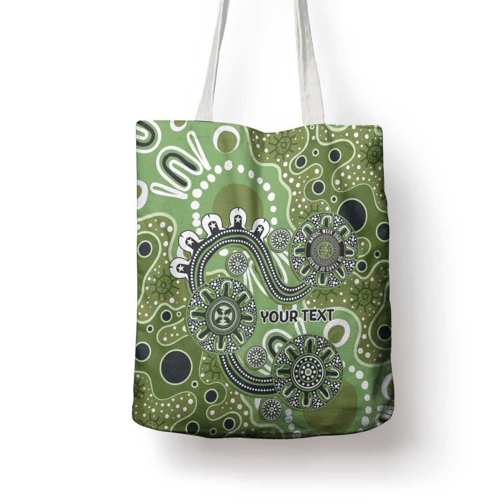 Personalised NAIDOC Week 50 Years Deadly Always Tote Bag Green Aboriginal Artwork Dot Painting