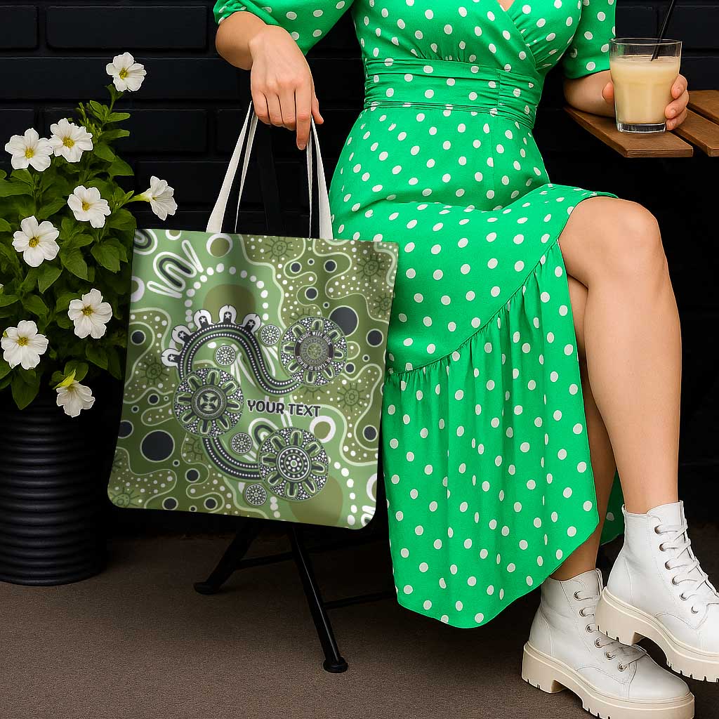 Personalised NAIDOC Week 50 Years Deadly Always Tote Bag Green Aboriginal Artwork Dot Painting