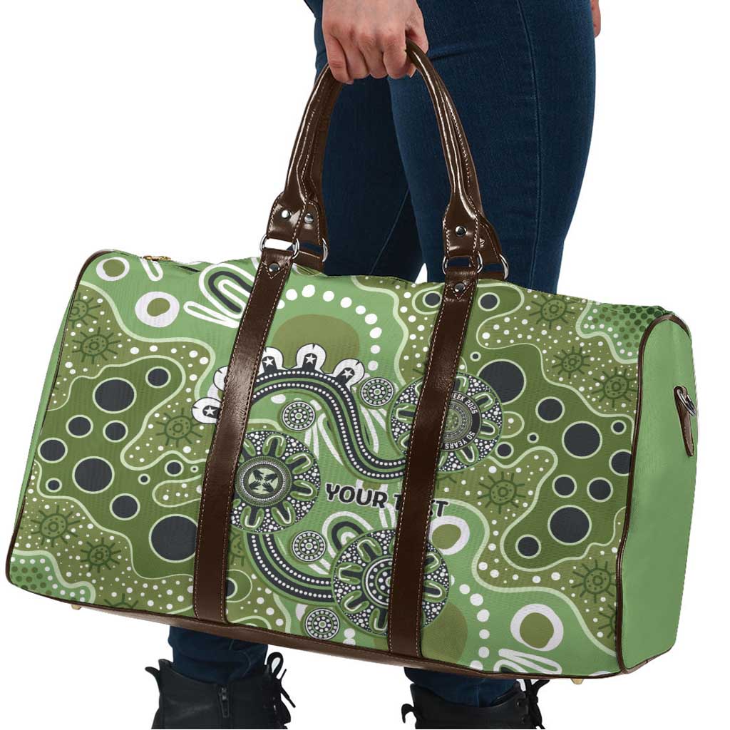 Personalised NAIDOC Week 50 Years Deadly Always Travel Bag Green Aboriginal Artwork Dot Painting