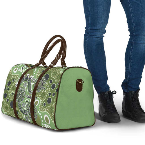 Personalised NAIDOC Week 50 Years Deadly Always Travel Bag Green Aboriginal Artwork Dot Painting