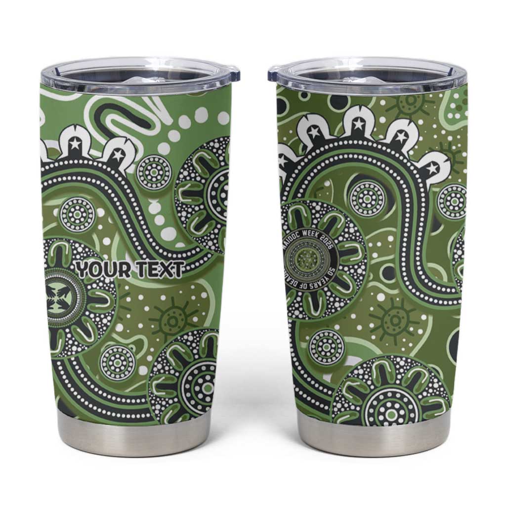 Personalised NAIDOC Week 50 Years Deadly Always Tumbler Cup Green Aboriginal Artwork Dot Painting