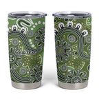 Personalised NAIDOC Week 50 Years Deadly Always Tumbler Cup Green Aboriginal Artwork Dot Painting