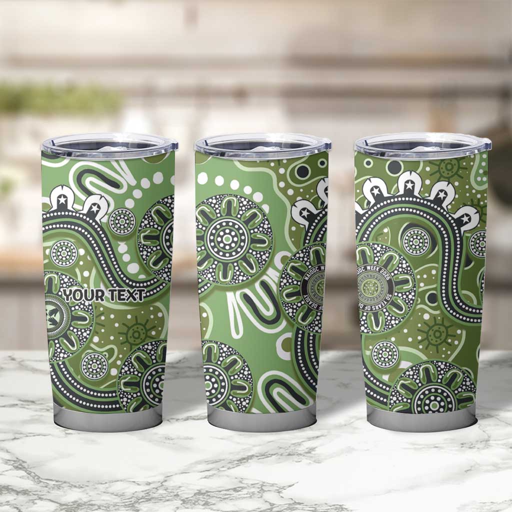 Personalised NAIDOC Week 50 Years Deadly Always Tumbler Cup Green Aboriginal Artwork Dot Painting