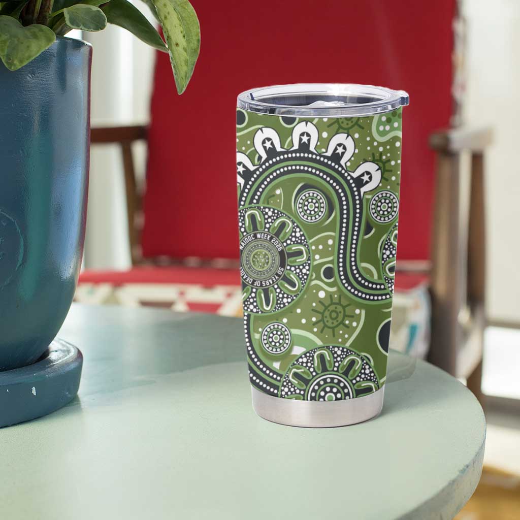 Personalised NAIDOC Week 50 Years Deadly Always Tumbler Cup Green Aboriginal Artwork Dot Painting