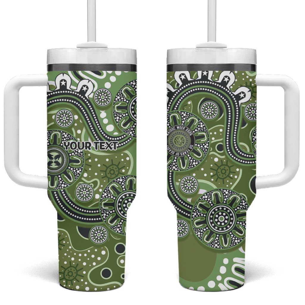 Personalised NAIDOC Week 50 Years Deadly Always Tumbler With Handle Green Aboriginal Artwork Dot Painting