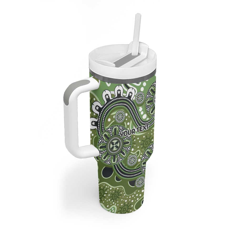 Personalised NAIDOC Week 50 Years Deadly Always Tumbler With Handle Green Aboriginal Artwork Dot Painting
