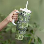 Personalised NAIDOC Week 50 Years Deadly Always Tumbler With Handle Green Aboriginal Artwork Dot Painting
