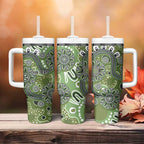 Personalised NAIDOC Week 50 Years Deadly Always Tumbler With Handle Green Aboriginal Artwork Dot Painting