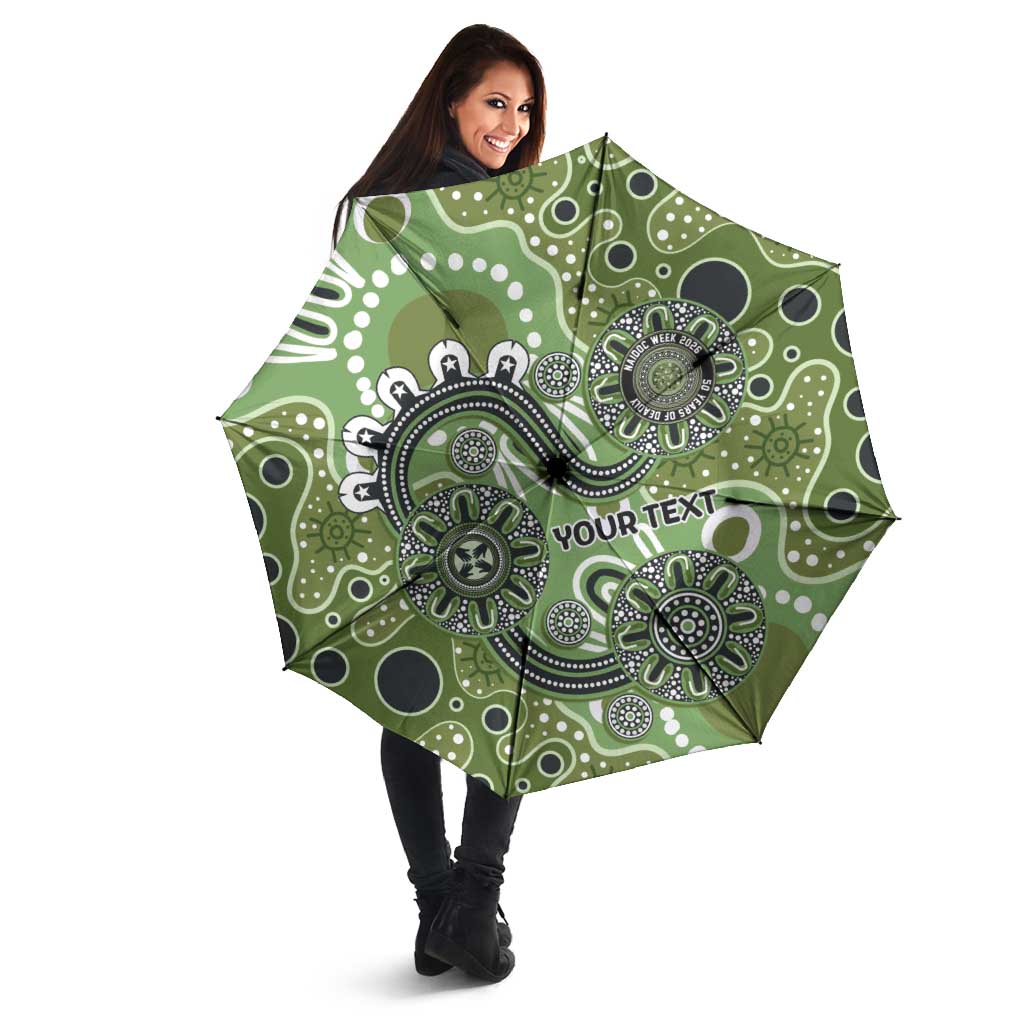 Personalised NAIDOC Week 50 Years Deadly Always Umbrella Green Aboriginal Artwork Dot Painting