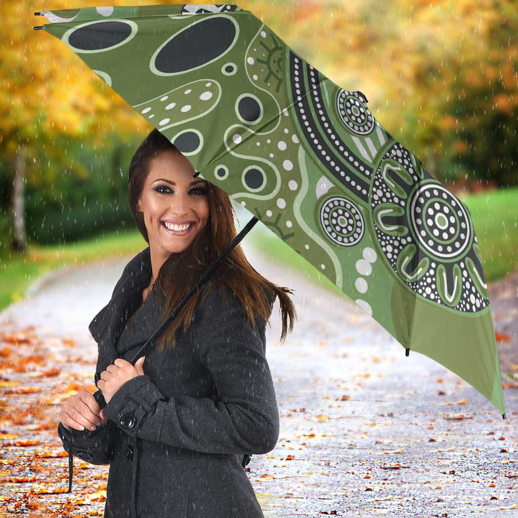 Personalised NAIDOC Week 50 Years Deadly Always Umbrella Green Aboriginal Artwork Dot Painting