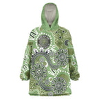 Personalised NAIDOC Week 50 Years Deadly Always Wearable Blanket Hoodie Green Aboriginal Artwork Dot Painting