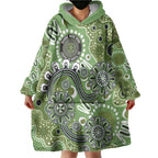 Personalised NAIDOC Week 50 Years Deadly Always Wearable Blanket Hoodie Green Aboriginal Artwork Dot Painting