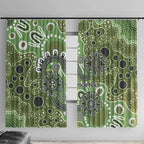 Personalised NAIDOC Week 50 Years Deadly Always Window Curtain Green Aboriginal Artwork Dot Painting