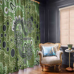 Personalised NAIDOC Week 50 Years Deadly Always Window Curtain Green Aboriginal Artwork Dot Painting