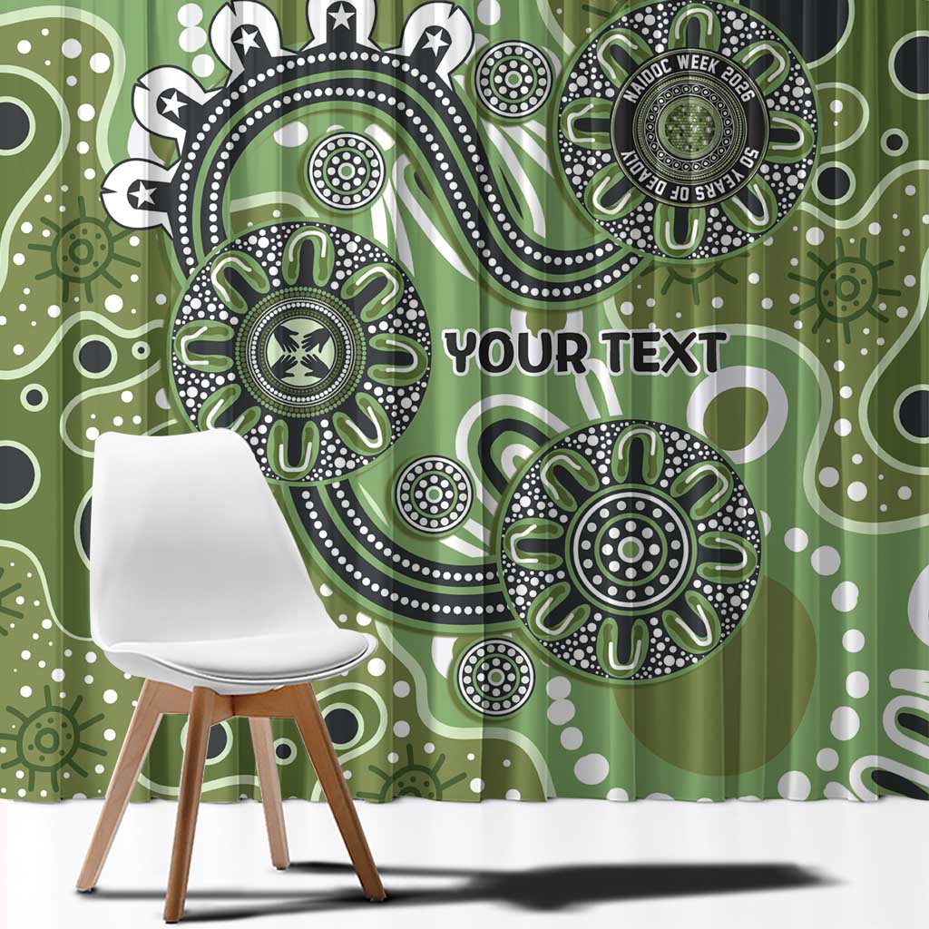 Personalised NAIDOC Week 50 Years Deadly Always Window Curtain Green Aboriginal Artwork Dot Painting