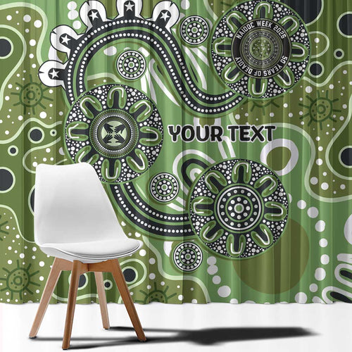Personalised NAIDOC Week 50 Years Deadly Always Window Curtain Green Aboriginal Artwork Dot Painting