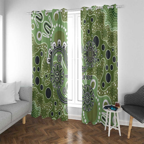 Personalised NAIDOC Week 50 Years Deadly Always Window Curtain Green Aboriginal Artwork Dot Painting