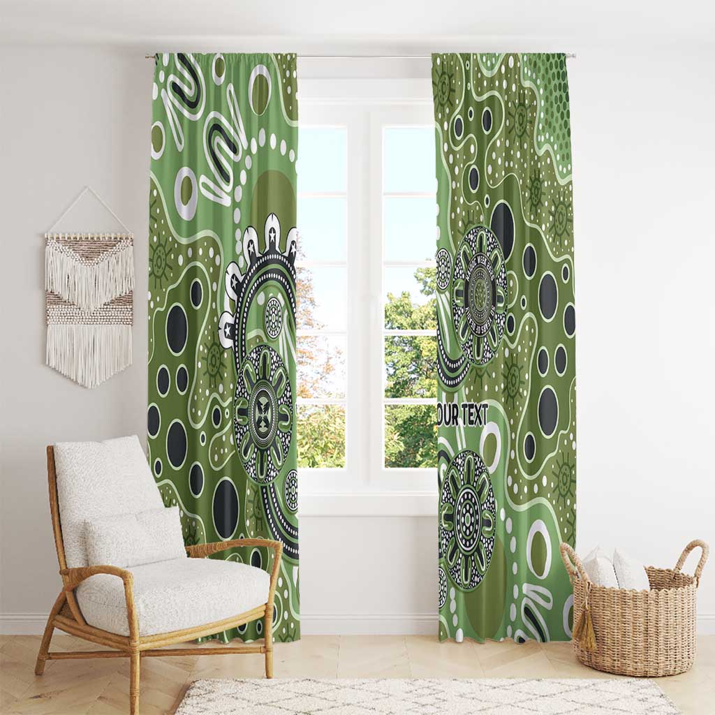 Personalised NAIDOC Week 50 Years Deadly Always Window Curtain Green Aboriginal Artwork Dot Painting