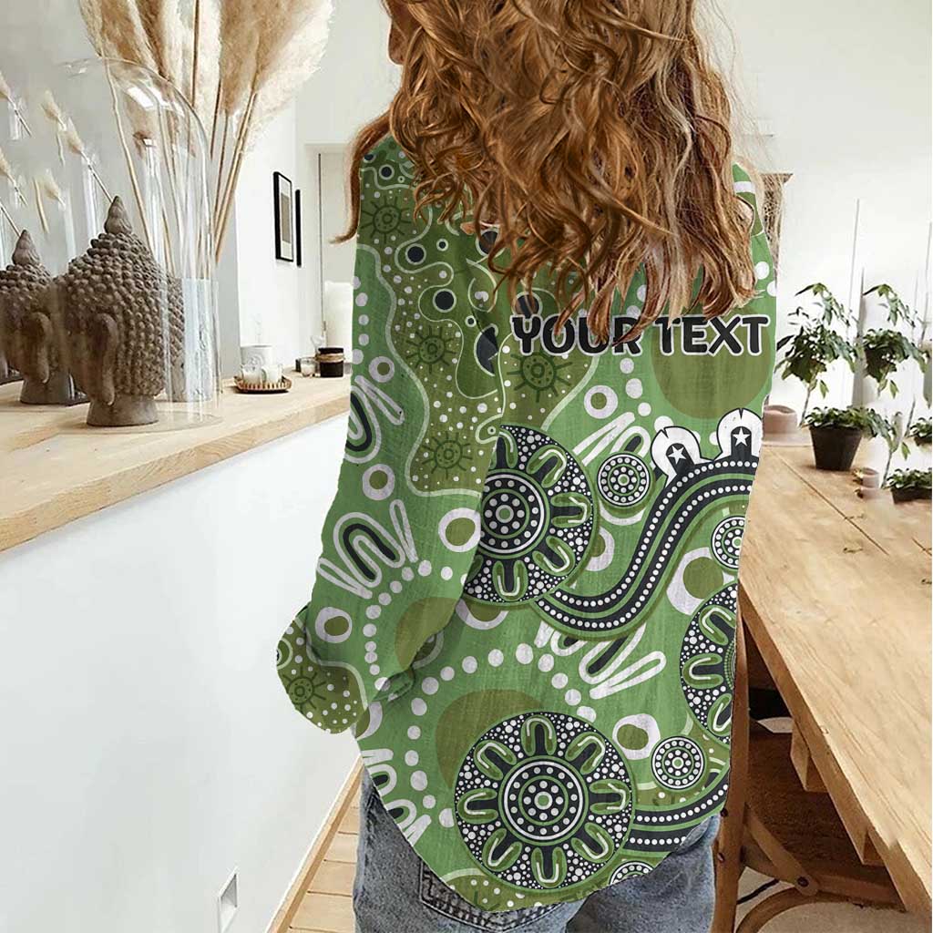 Personalised NAIDOC Week 50 Years Deadly Always Women Casual Shirt Green Aboriginal Artwork Dot Painting
