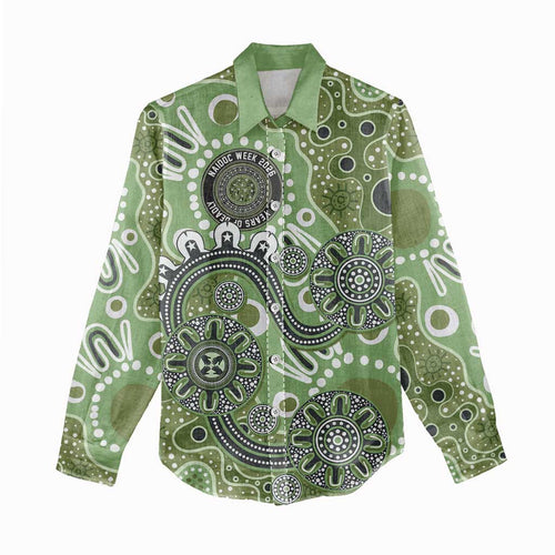Personalised NAIDOC Week 50 Years Deadly Always Women Casual Shirt Green Aboriginal Artwork Dot Painting