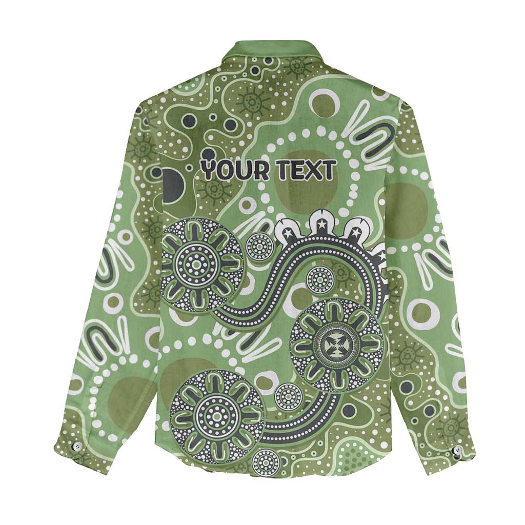 Personalised NAIDOC Week 50 Years Deadly Always Women Casual Shirt Green Aboriginal Artwork Dot Painting