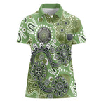Personalised NAIDOC Week 50 Years Deadly Always Women Polo Shirt Green Aboriginal Artwork Dot Painting
