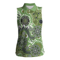 Personalised NAIDOC Week 50 Years Deadly Always Women Sleeveless Polo Shirt Green Aboriginal Artwork Dot Painting
