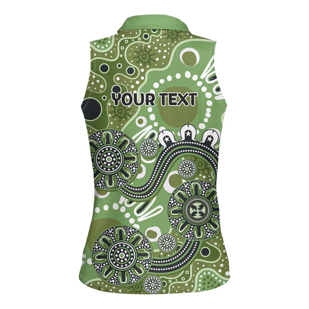 Personalised NAIDOC Week 50 Years Deadly Always Women Sleeveless Polo Shirt Green Aboriginal Artwork Dot Painting