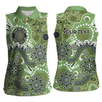 Personalised NAIDOC Week 50 Years Deadly Always Women Sleeveless Polo Shirt Green Aboriginal Artwork Dot Painting
