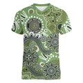 Personalised NAIDOC Week 50 Years Deadly Always Women V-Neck T-Shirt Green Aboriginal Artwork Dot Painting